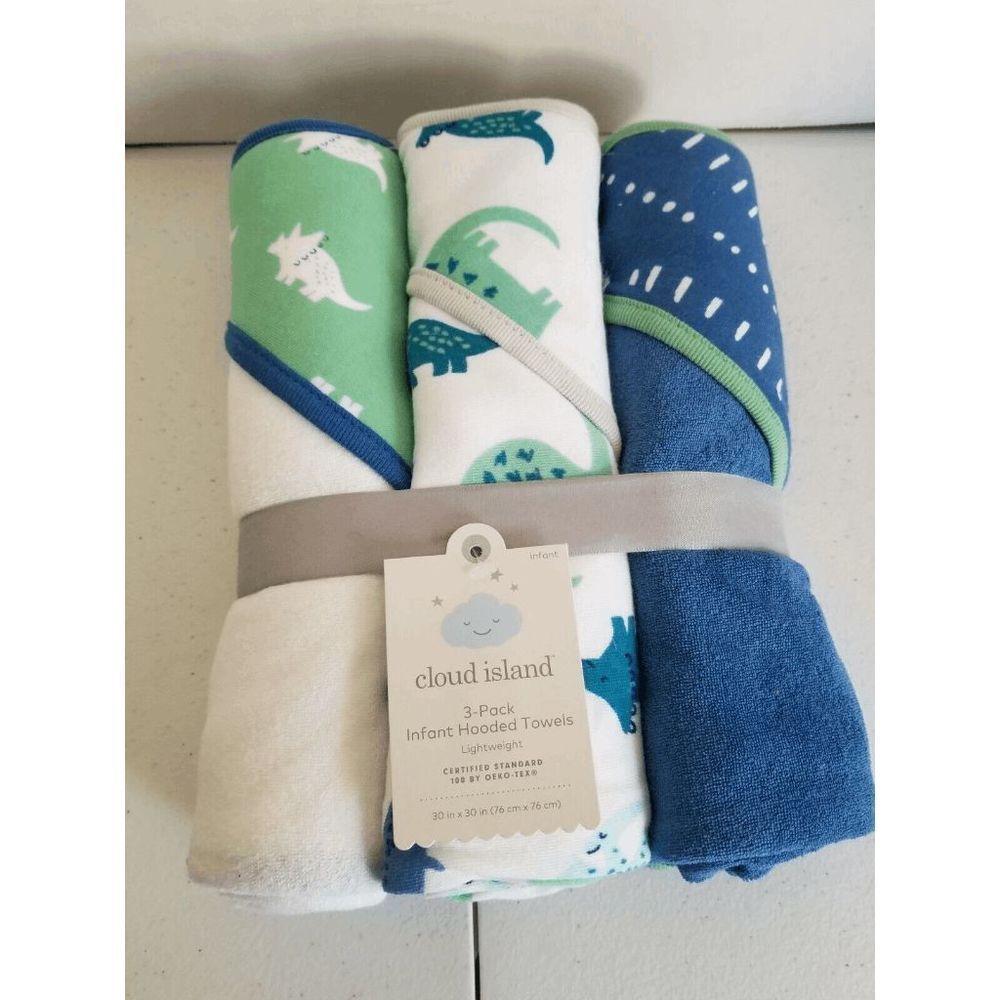 Cloud Island 3 pk Baby Hooded Towels - Pattern rhinoceros - Picture 2 of 2
